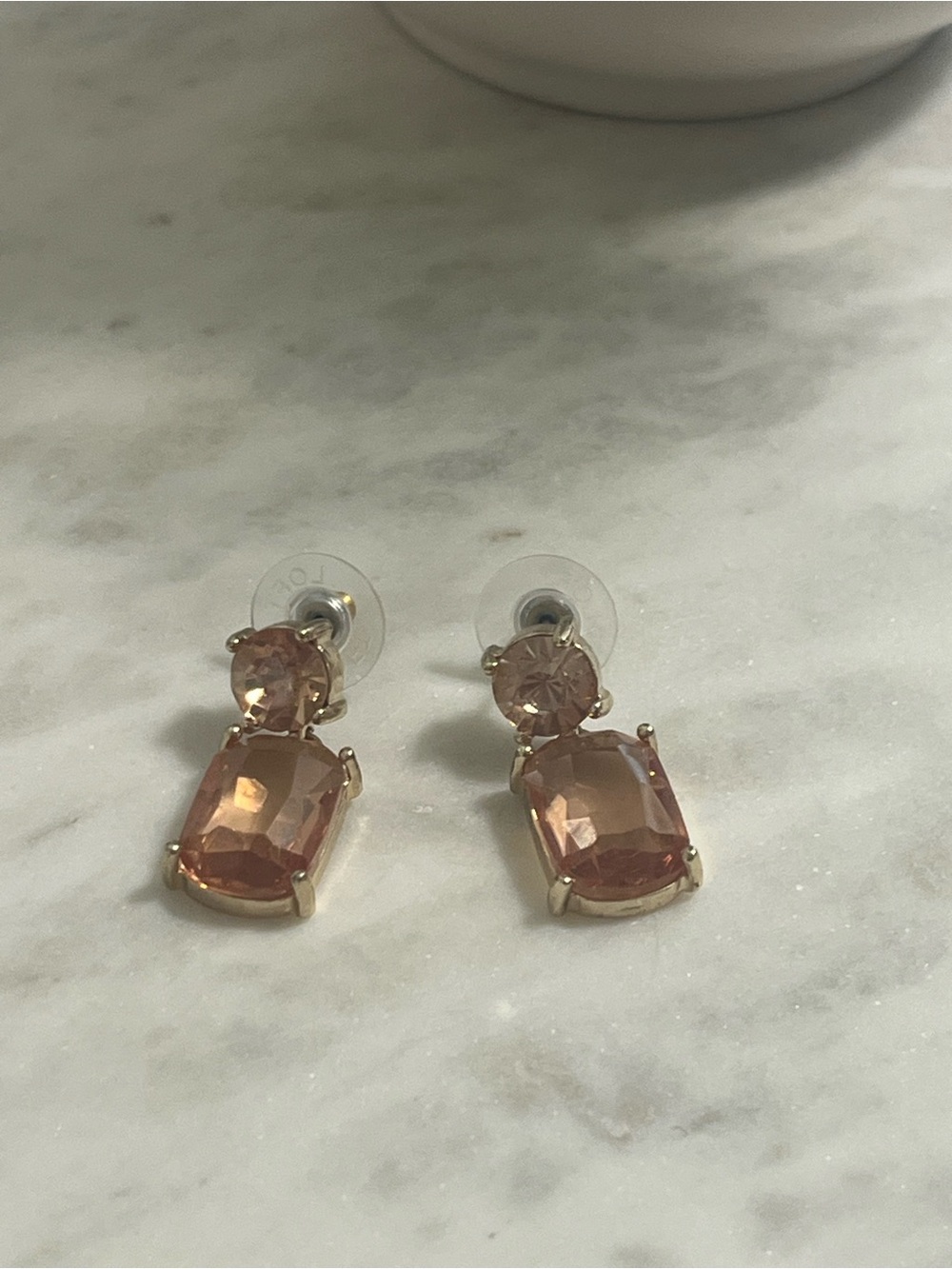LOFT Gold-Tone Peach Sparkle Drop Earrings